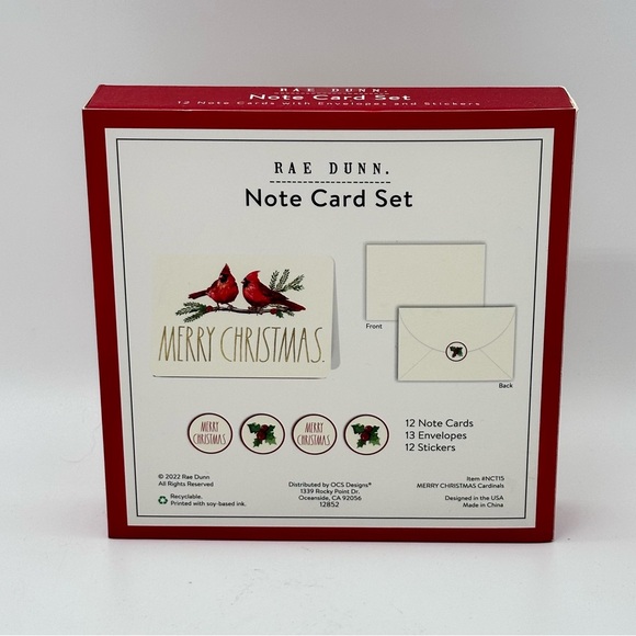 Rae Dunn MERRY CHRISTMAS Note Cards set of 12 - Picture 3 of 4